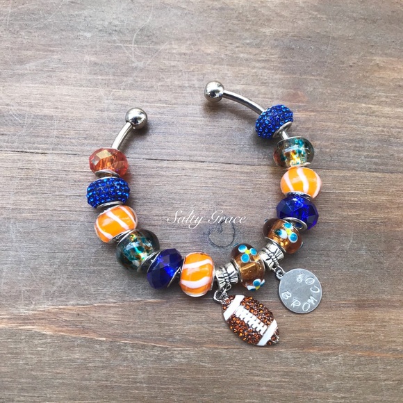 Salty Grace Jewelry - Broncos stamped charm bracelet